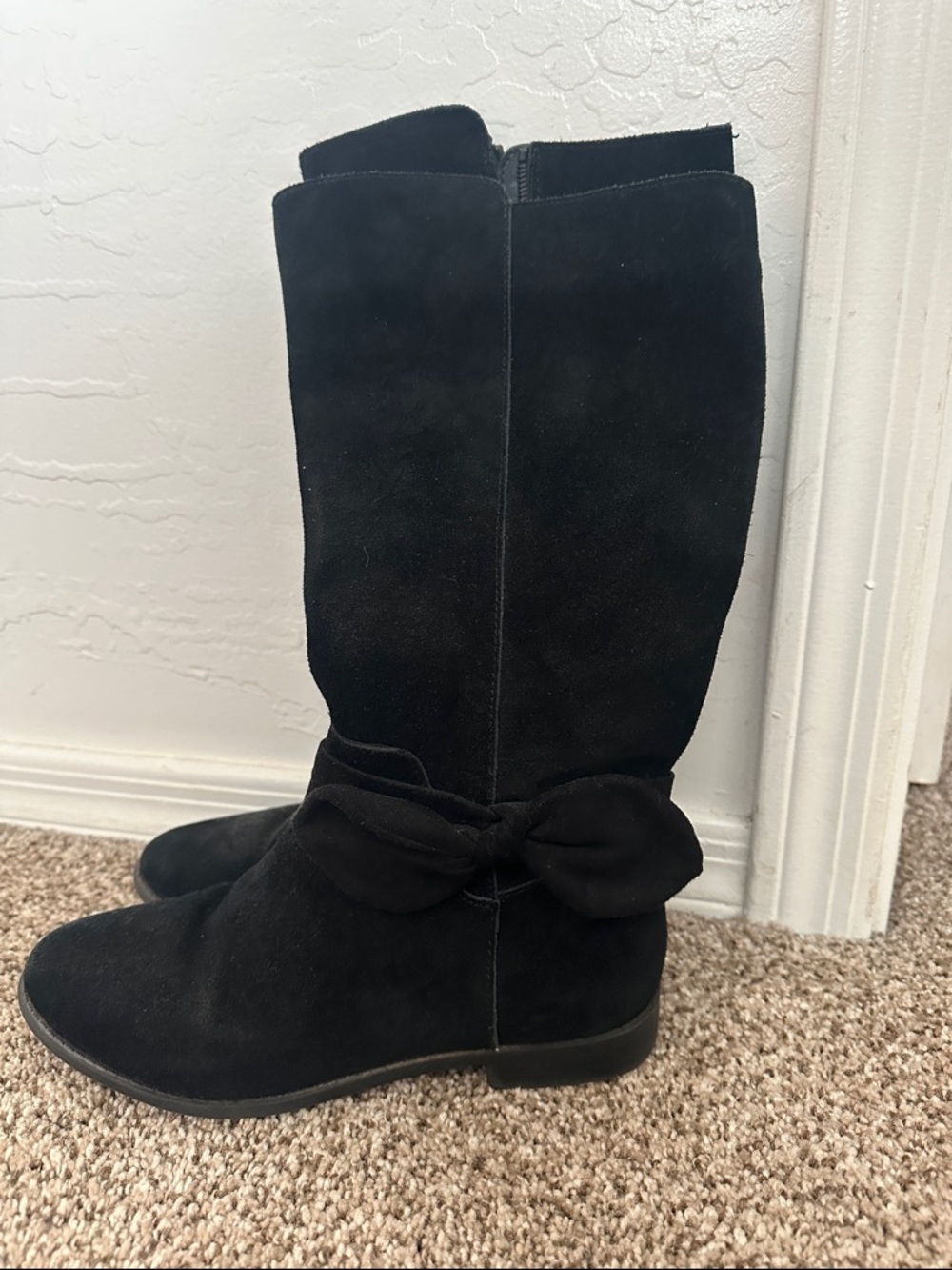 GB girls Black Suede Boots with Bow